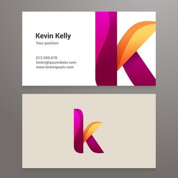 Modern letter k Business card template