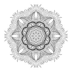Fototapeta premium Vector Beautiful Deco Monochrome Contour Mandala