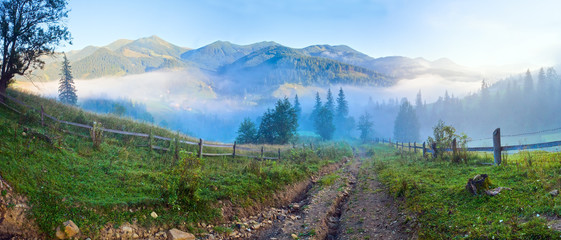 Summer mountain misty panorama.