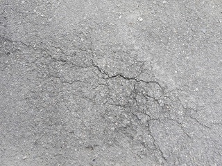 closeup of cracks on asphalt road