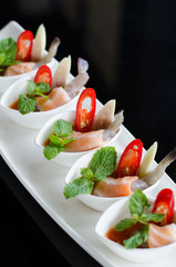salmon and shrimps with fish sauce, Thai food