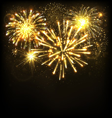 Festive Firework Salute Burst on Black Background