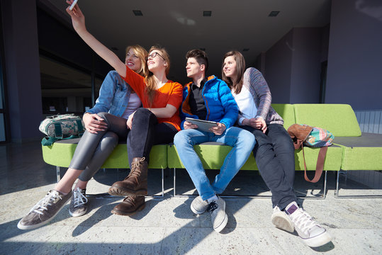 students group taking selfie
