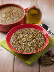 lentils soup, selective focus