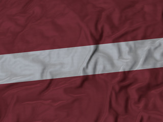 Closeup of ruffled Latvia flag,Ruffled flag background.