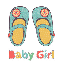 Illustration of beautiful baby girl shoes