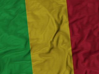 Closeup of ruffled Mali flag,Ruffled flag background.