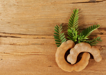 The tamarind on the wooden floor