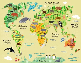 Tierkarte der Welt für Kinder und Kinder © moloko88