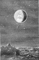 Naklejka premium Earth from Moon, vintage engraving.