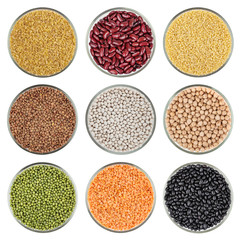 Set of beans isolated on white background