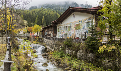 Fototapeta premium In the center of Canazei is admired this house, 