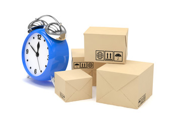 Package and alarm clock, delivery concept