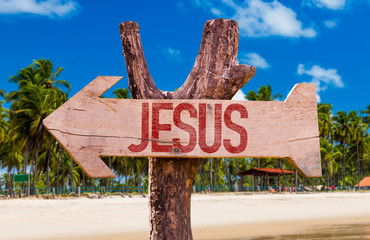 Jesus arrow with beach background