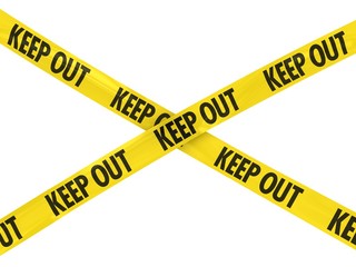 Yellow KEEP OUT Barrier Tape Cross