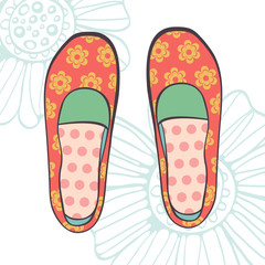 An illustration of fashionable girl shoes