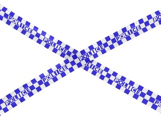 Blue and White Checkered Police Tape Cross