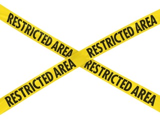 Yellow RESTRICTED AREA Barrier Tape Cross