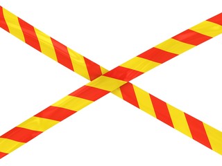 Red and Yellow Striped Barrier Tape Cross