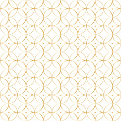 Geometric gold pattern of circles with centered circle inside on black background. Vector