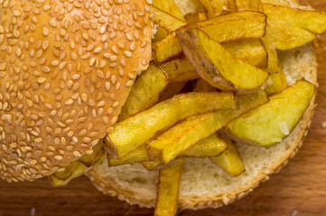 French fries burger
