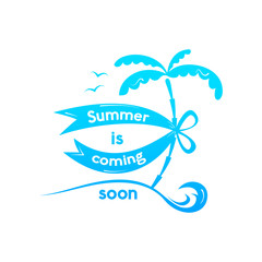 Summer sign, retro typography, sea and beach logo