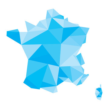 polygonal blue vector map of France