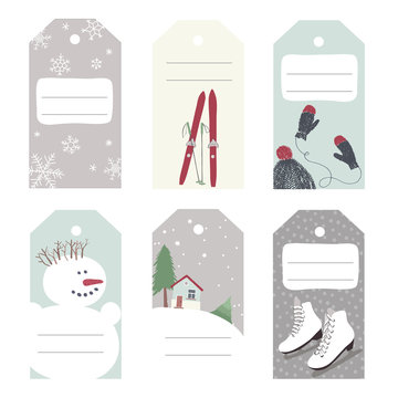 Winter tags with outdoor activities
