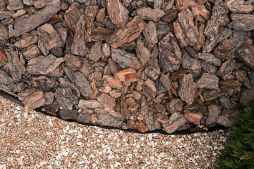 mulch from the bark of pine trees