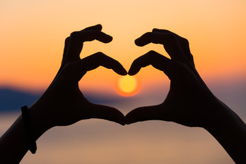 Heart shape in the sunset