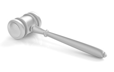 steel gavel and soundboard on white background. LAW concept