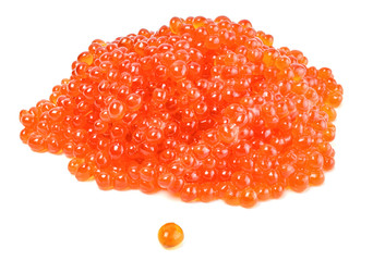 Red caviar in a white background