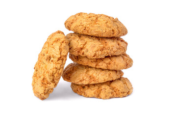 Closeup photography of a stack of freshly baked oatmeal cookies