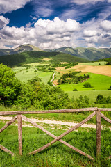 Beautiful mountain view of the valley in Umbria, Italy