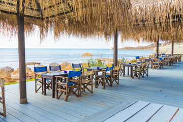 Dining at the shores of the Mediterranean sea