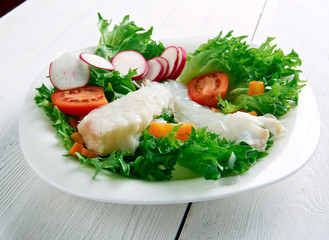 Seared cod salad