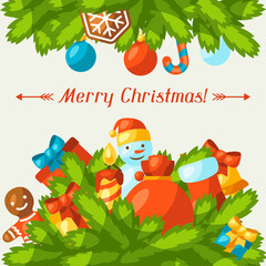 Merry Christmas holiday greeting card with celebration object