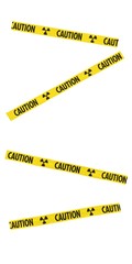 Yellow and Black Caution Radiation Symbol Tape Blocking Doorway - Isolated for editing into images