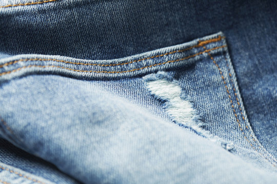 Close up frayed jeans