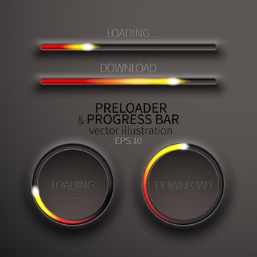 Icons preloaders and progress bars for loading items