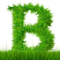 Conceptual green grass 3D font isoalted