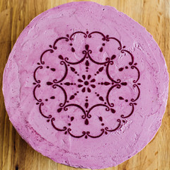 lilac cake with pattern