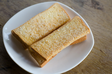 Bread  bake on white dish