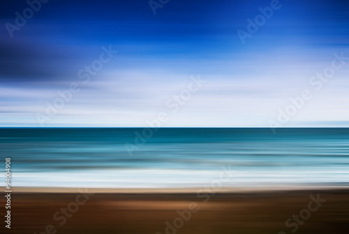 Sunset At The Beach Blurred Panning Motion Abstract Stock