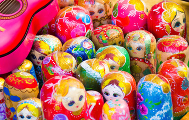 Fototapeta na wymiar background colorful Russian dolls