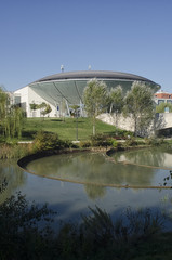 Modern building that resembles a UFO