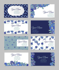 Set of eight floral business cards