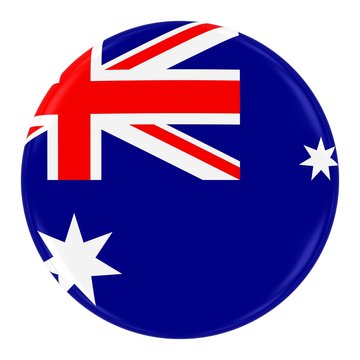 Australian Flag Badge - Flag of Australia Button Isolated on White