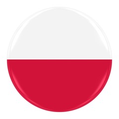 Polish Flag Badge - Flag of Poland Button Isolated on White
