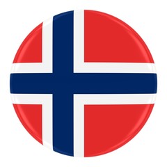 Norwegian Flag Badge - Flag of Norway Button Isolated on White